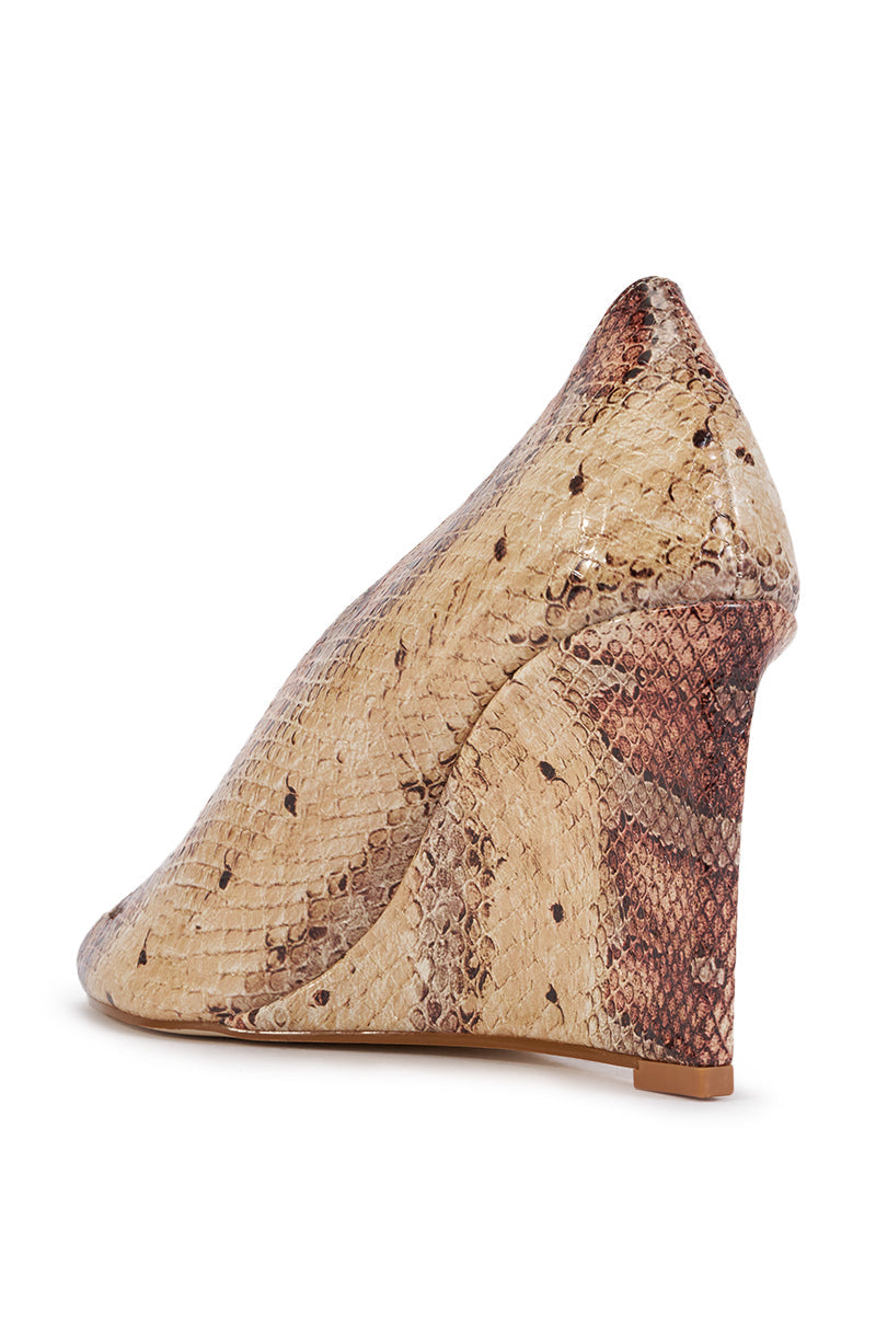 AZALEA WANG NICOLETA NUDE SNAKE PEEP TOE PUMP