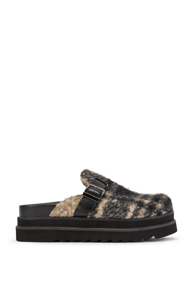 AZALEA WANG OBLIQUE BLACK PLAID FLATFORM CLOG