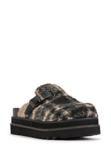 AZALEA WANG OBLIQUE BLACK PLAID FLATFORM CLOG