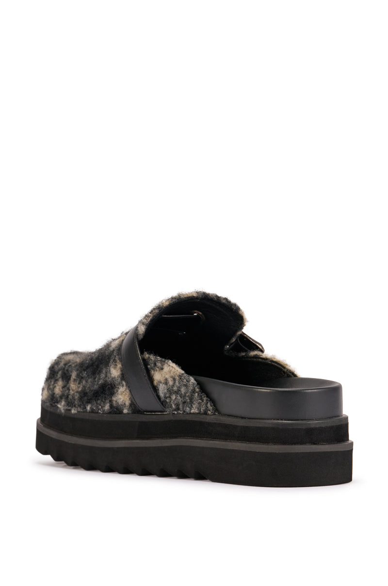 AZALEA WANG OBLIQUE BLACK PLAID FLATFORM CLOG