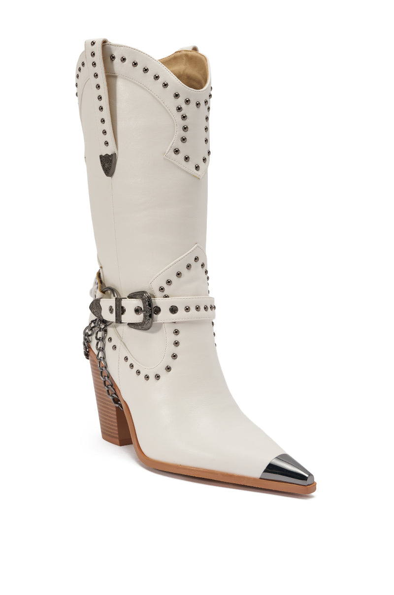 AZALEA WANG OSBORN WHITE WESTERN BOOTIE