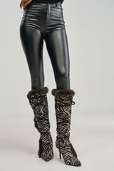 AZALEA WANG PAOLA ZEBRA FUR STILETTO BOOT