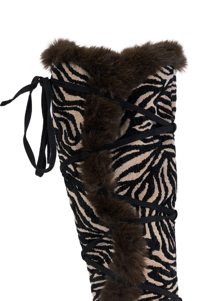 AZALEA WANG PAOLA ZEBRA FUR STILETTO BOOT