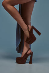 AZALEA WANG PEGGY BROWN PU BLOCK PUMP