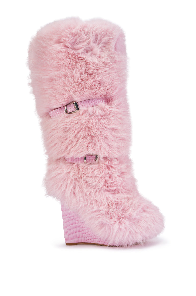 AZALEA WANG PILLOW TALK PINK WEDGE BOOT