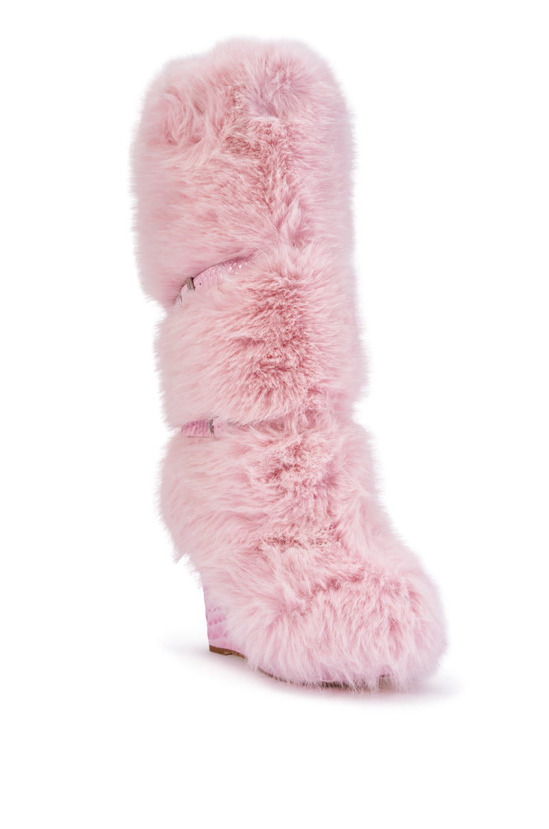 AZALEA WANG PILLOW TALK PINK WEDGE BOOT