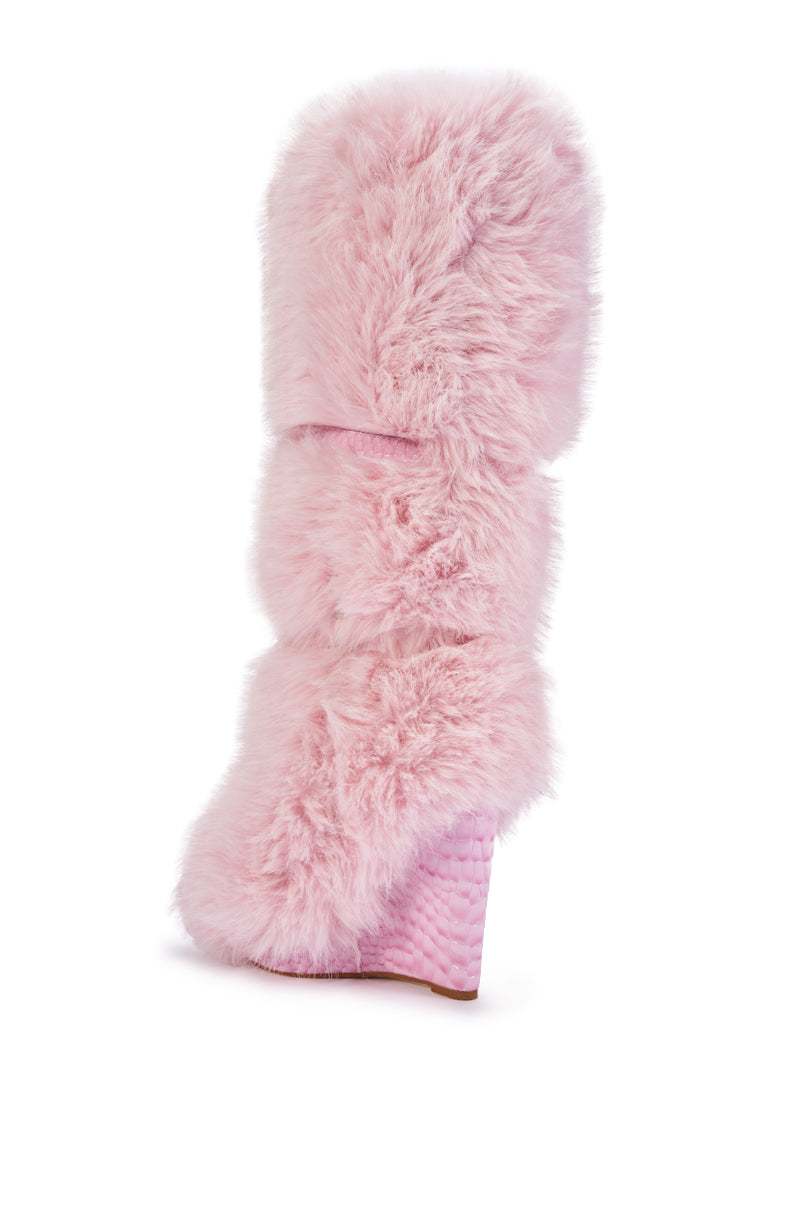 AZALEA WANG PILLOW TALK PINK WEDGE BOOT