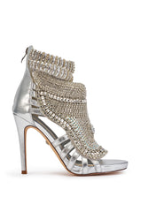 AZALEA WANG PUSHER EMBELLISHED SANDAL IN SILVER