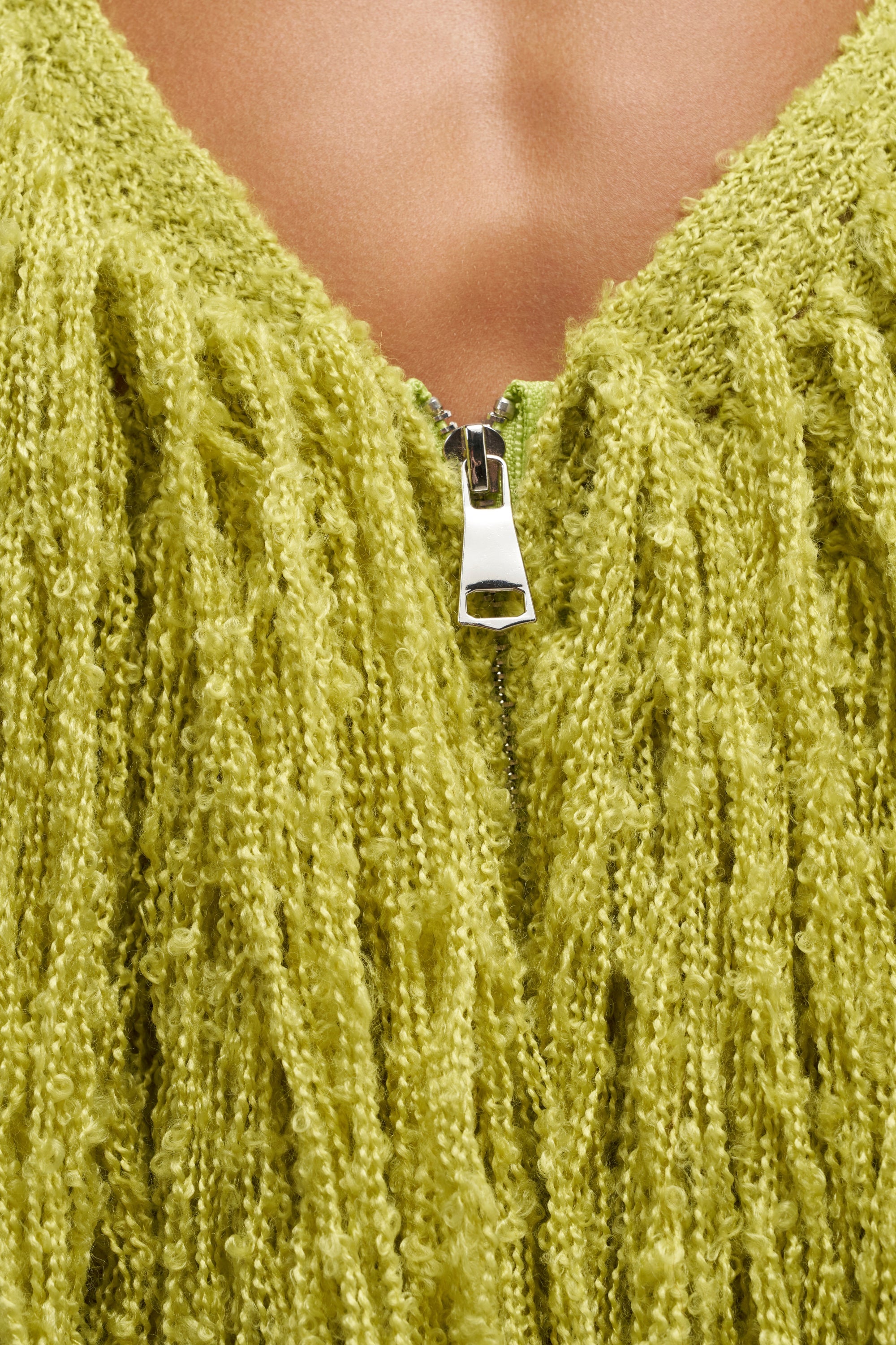 AT YOUR BEST FRINGE CARDIGAN IN CHARTREUSE