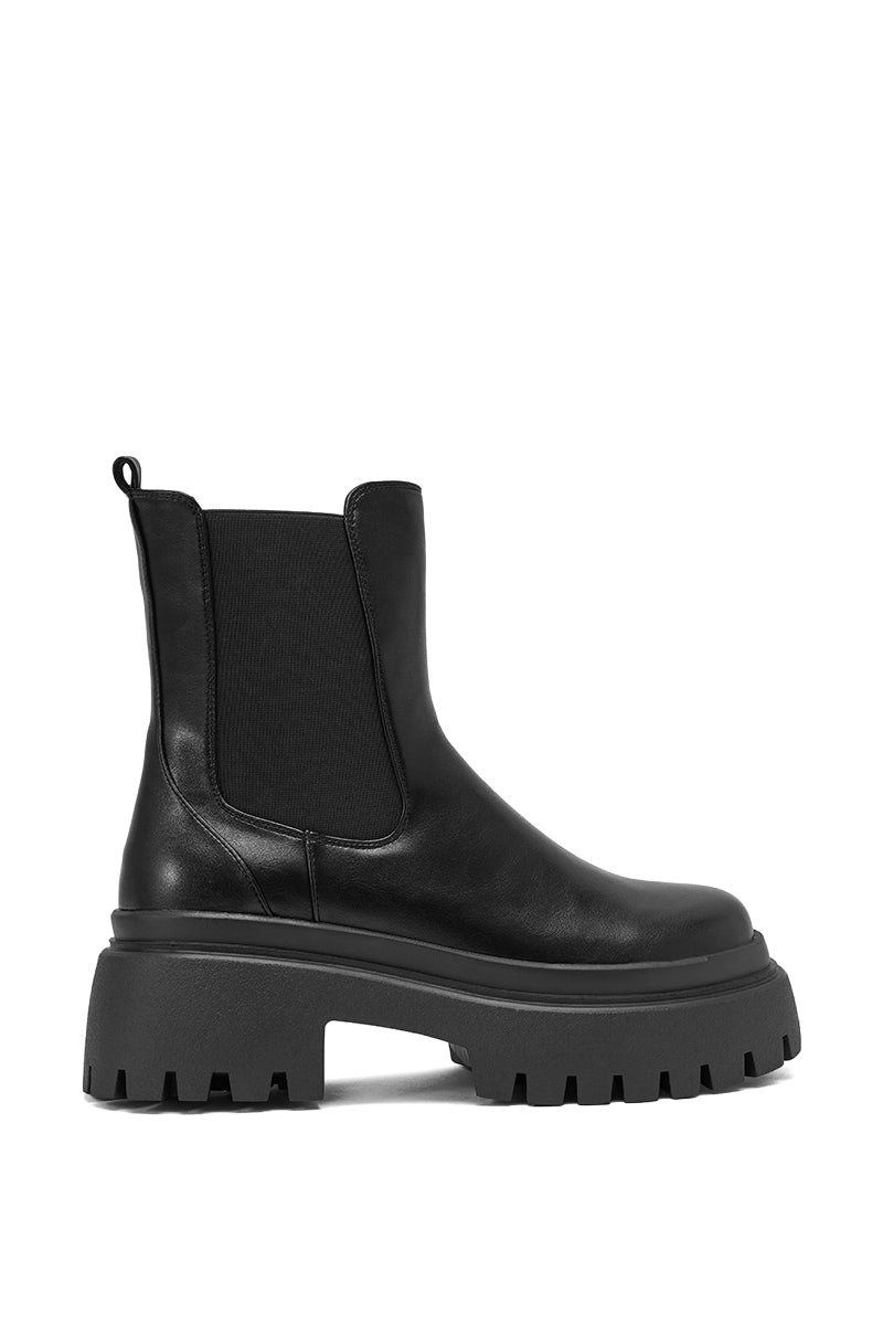 AZALEA WANG RAMPAGE BLACK DISTRESSED TWO PIECE COMBAT BOOT