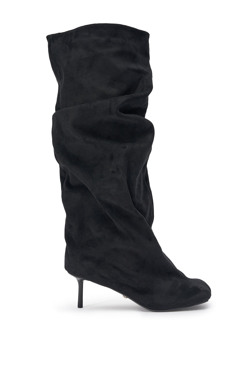 AZALEA WANG RANDALL BLACK SUEDE SLOUCHY STILETTO BOOT