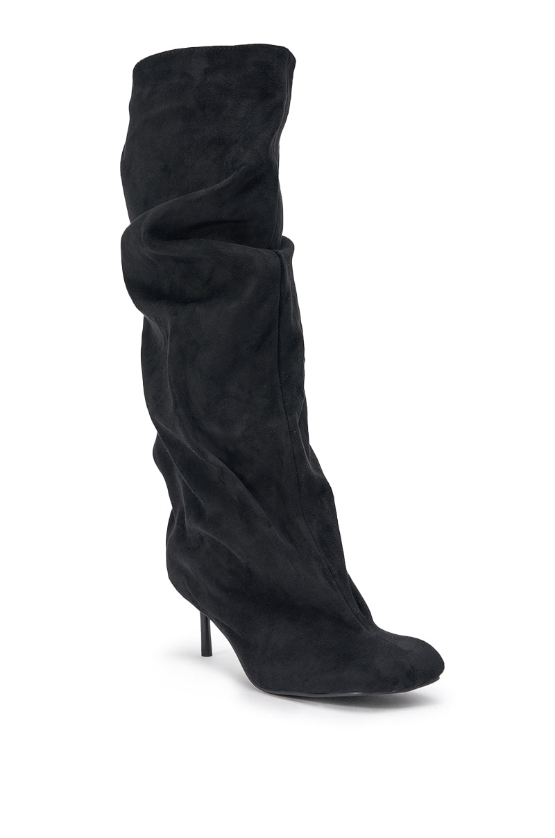 AZALEA WANG RANDALL BLACK SUEDE SLOUCHY STILETTO BOOT