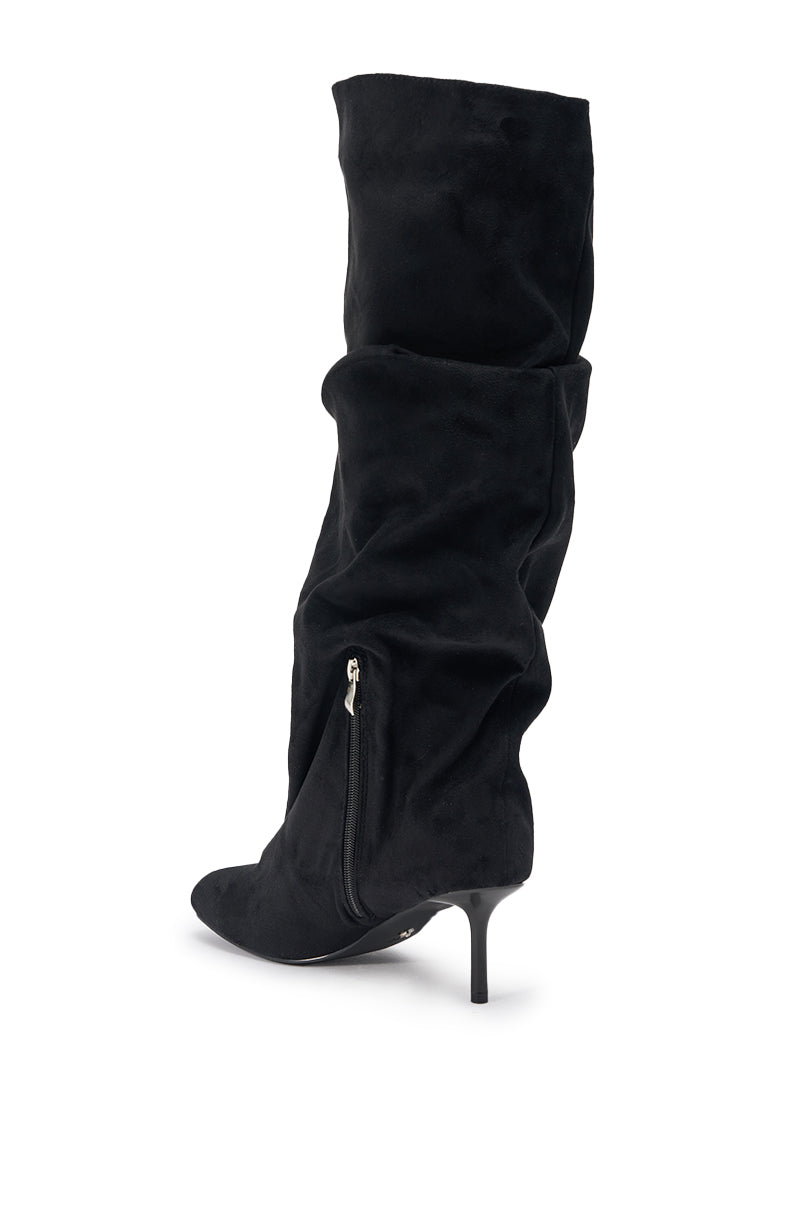 AZALEA WANG RANDALL BLACK SUEDE SLOUCHY STILETTO BOOT