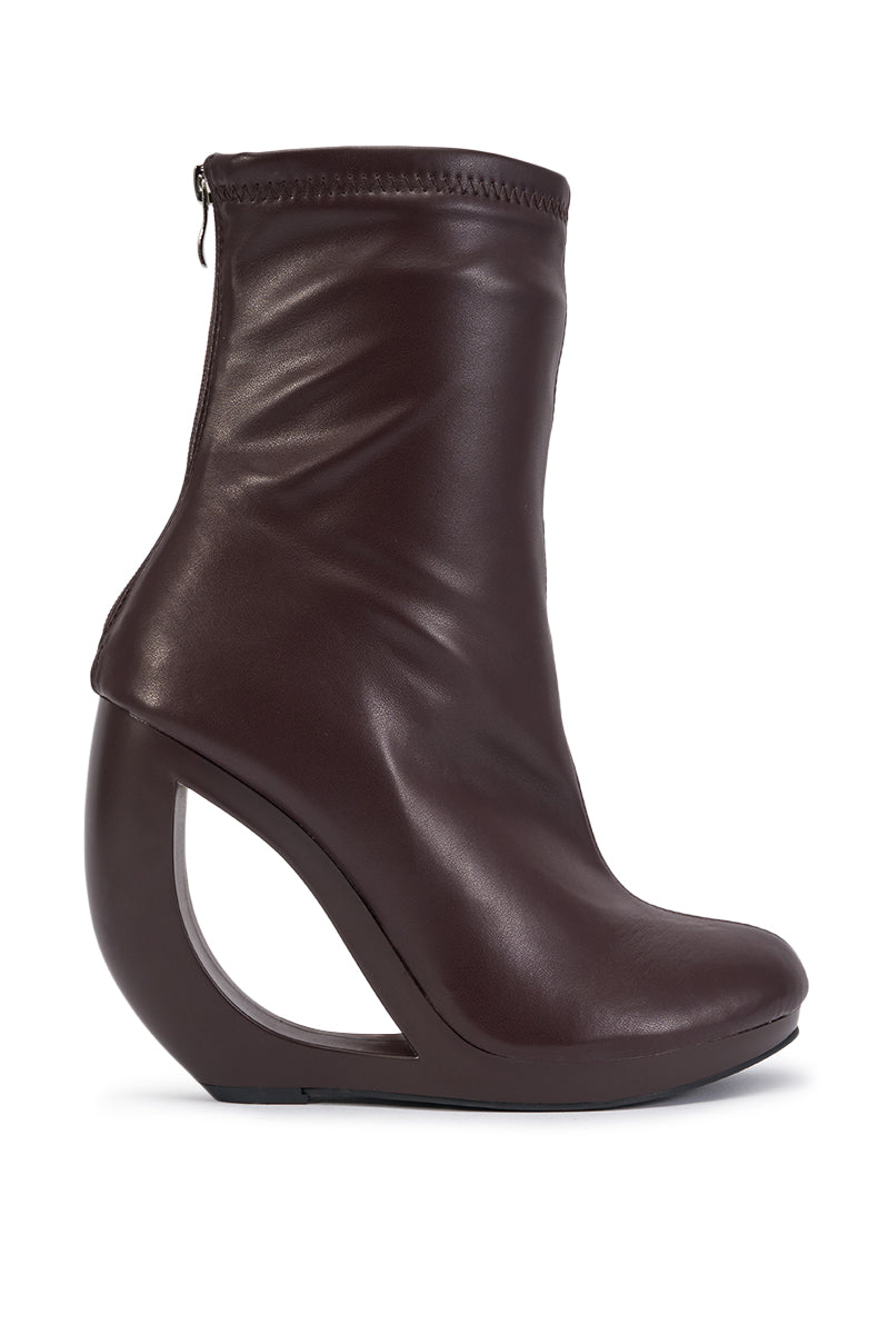 AZALEA WANG RAPTURE CHOCOLATE WEDGE BOOTIE