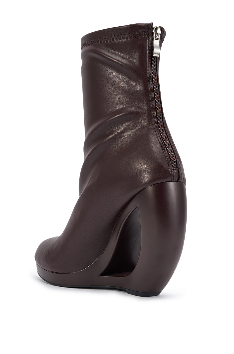 AZALEA WANG RAPTURE CHOCOLATE WEDGE BOOTIE
