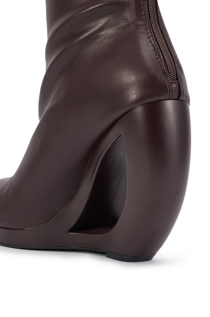AZALEA WANG RAPTURE CHOCOLATE WEDGE BOOTIE