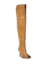 AZALEA WANG REINA TAN AND BLACK COLORBLOCKED STILETTO BOOT