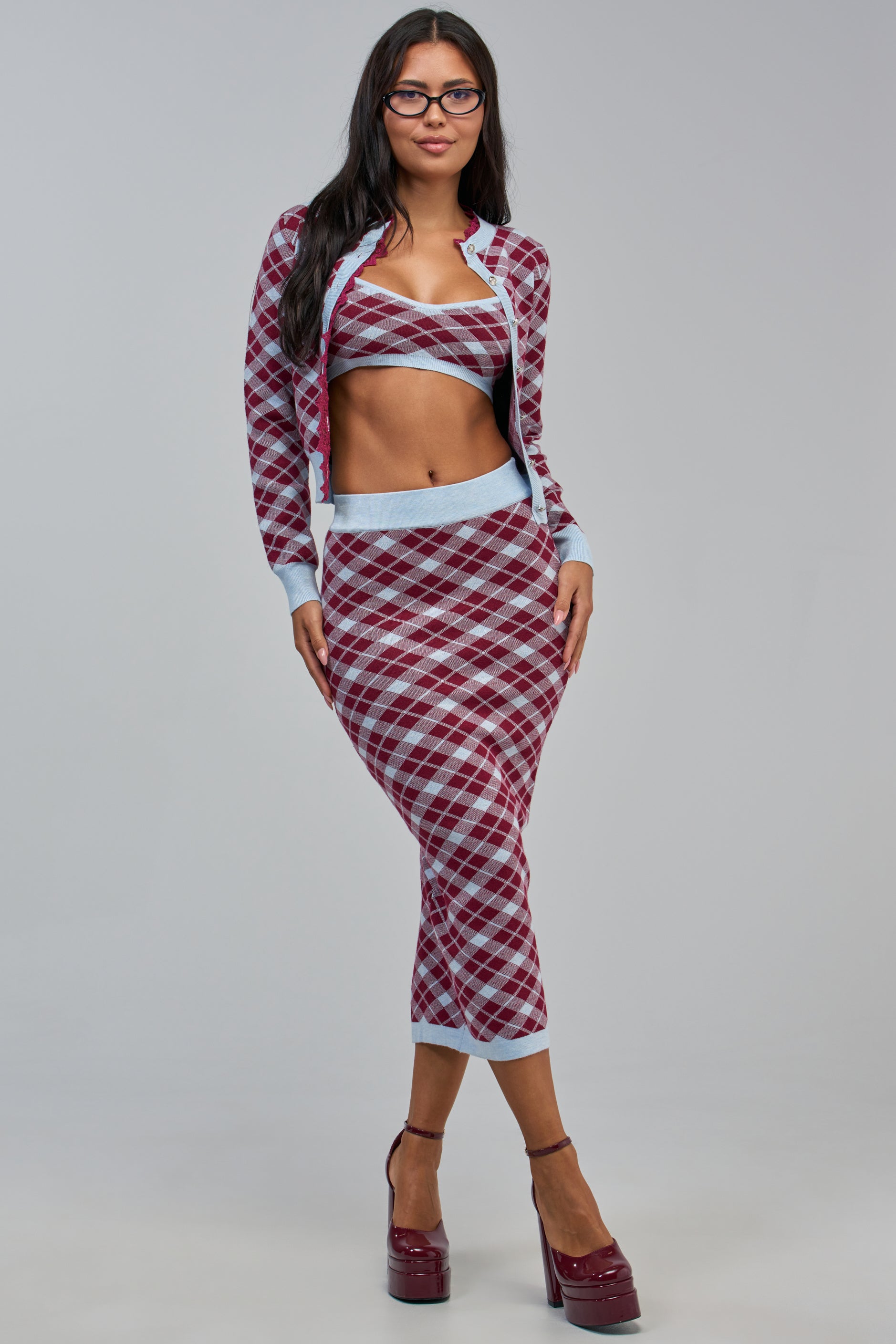 AVA ARGYLE MAXI SKIRT