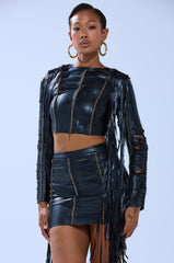 CALM DOWN BABY FAUX LEATHER BLOUSE