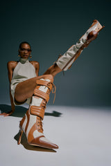 AZALEA WANG SCHUMACHER TAN STILETTO BOOT