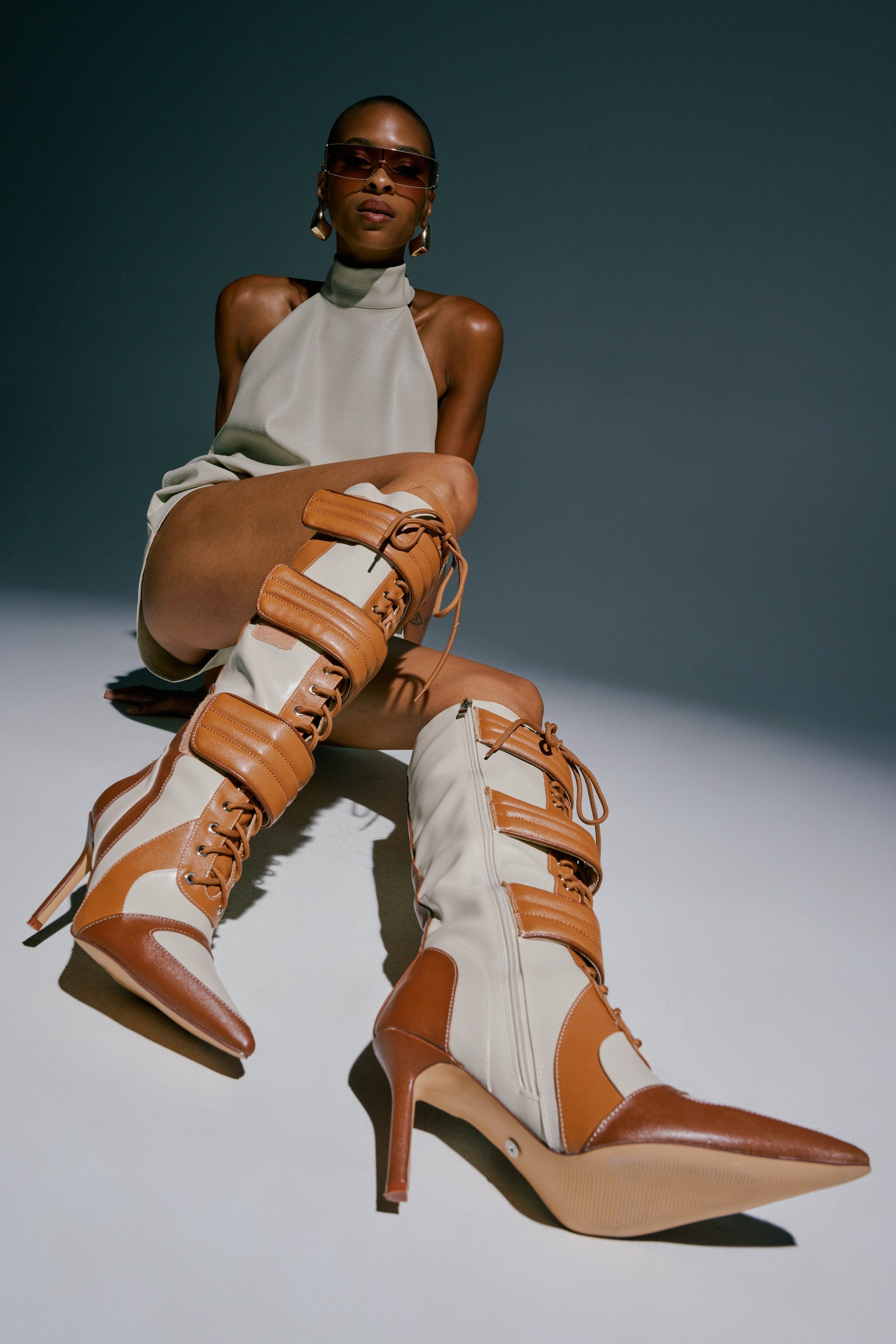 AZALEA WANG SCHUMACHER TAN STILETTO BOOT