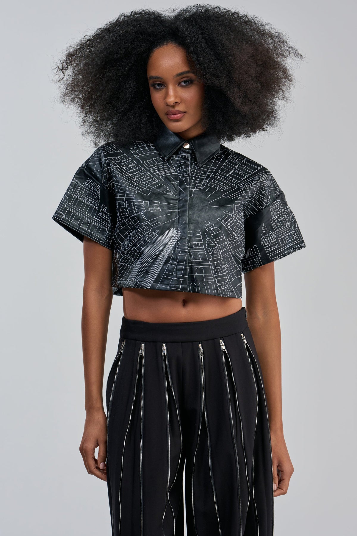 DONT LOOK UP PU CROPPED BUTTON DOWN