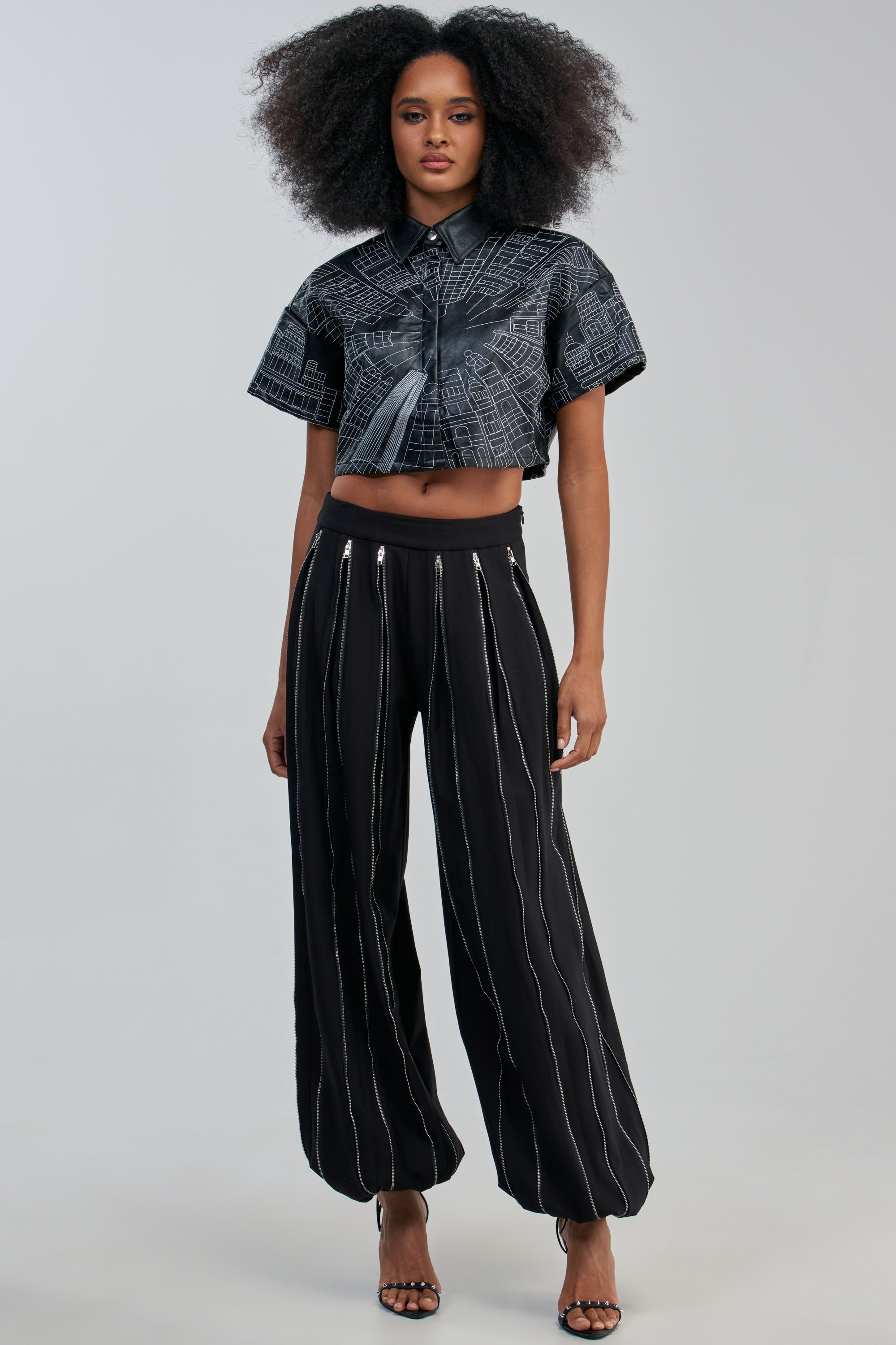 DONT LOOK UP PU CROPPED BUTTON DOWN