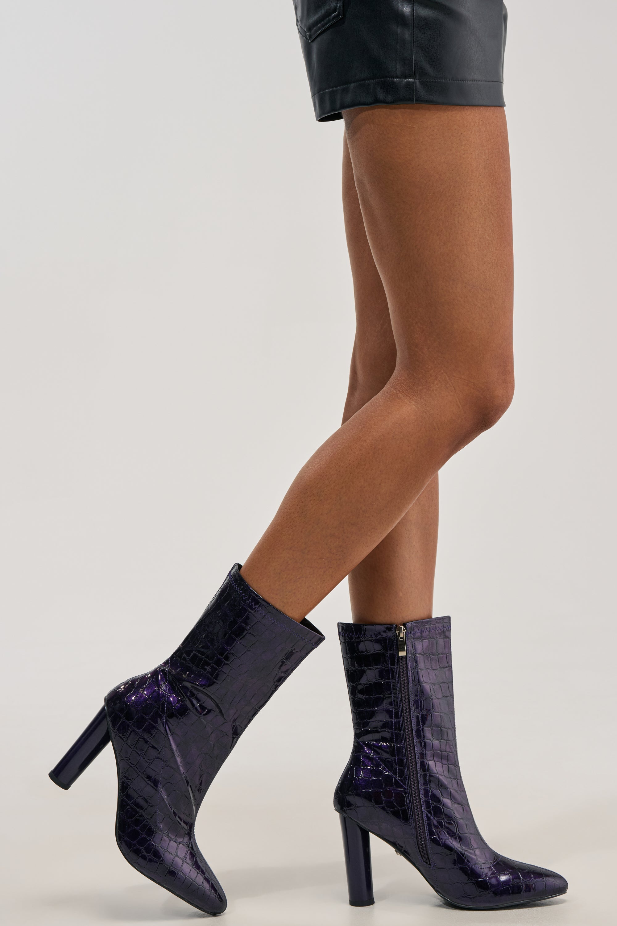 AZALEA WANG WINGROVE PURPLE CROC BLOCK BOOTIE