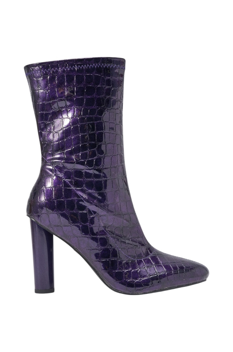 AZALEA WANG WINGROVE PURPLE CROC BLOCK BOOTIE