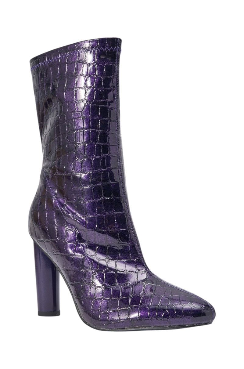 AZALEA WANG WINGROVE PURPLE CROC BLOCK BOOTIE