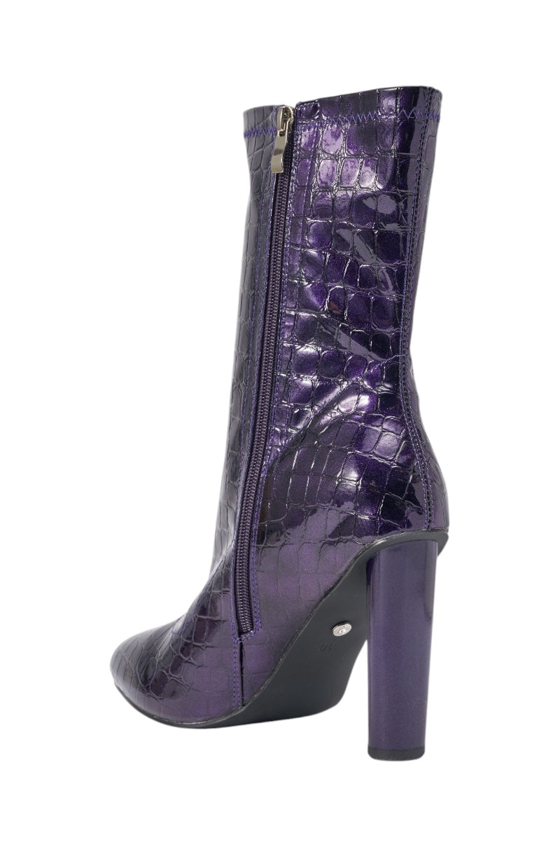 AZALEA WANG WINGROVE PURPLE CROC BLOCK BOOTIE