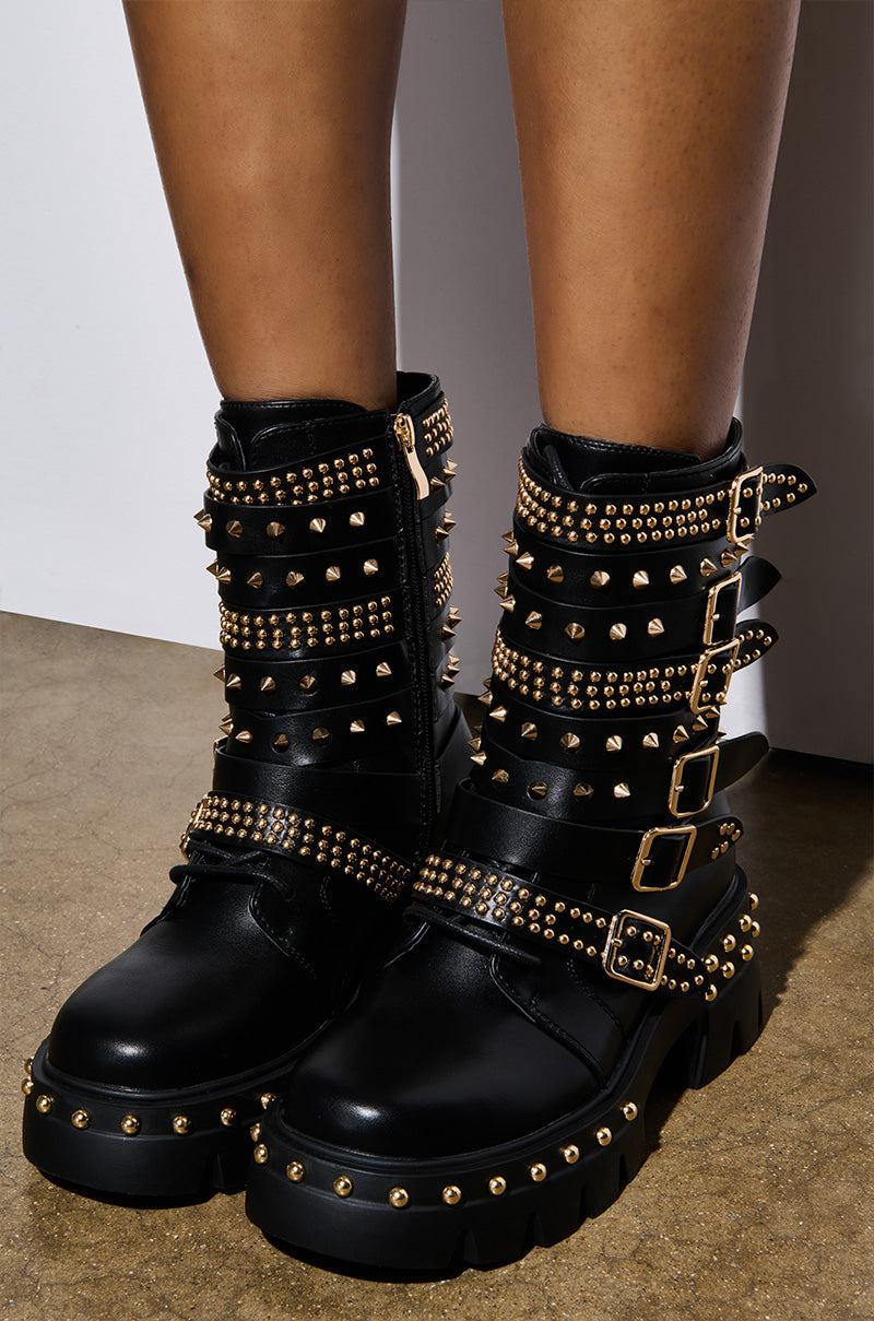 AZALEA WANG WINOLA BLACK BELTED BOOTIE
