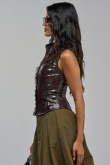 DOLLY FAUX LEATHER TOP