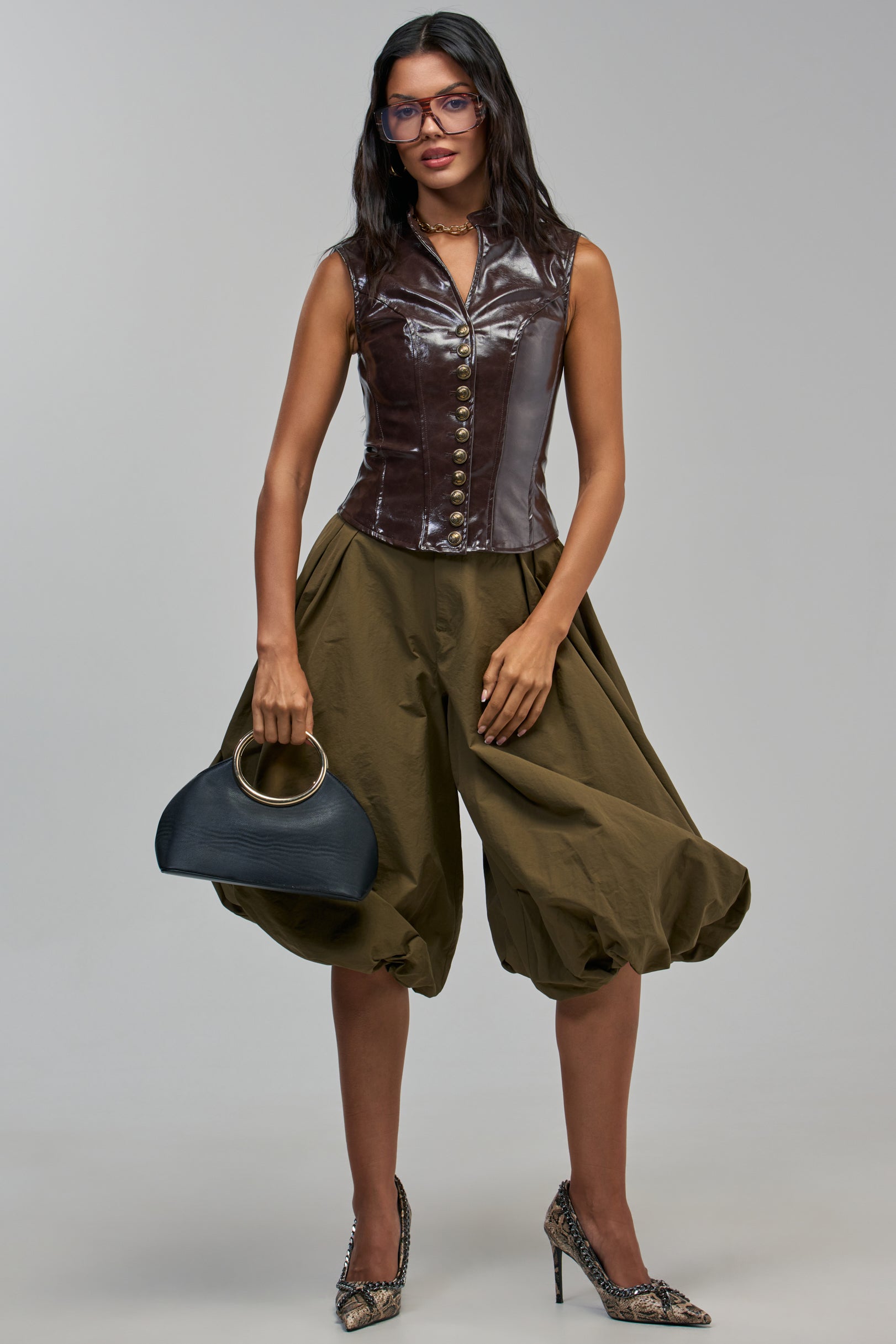 DOLLY FAUX LEATHER TOP