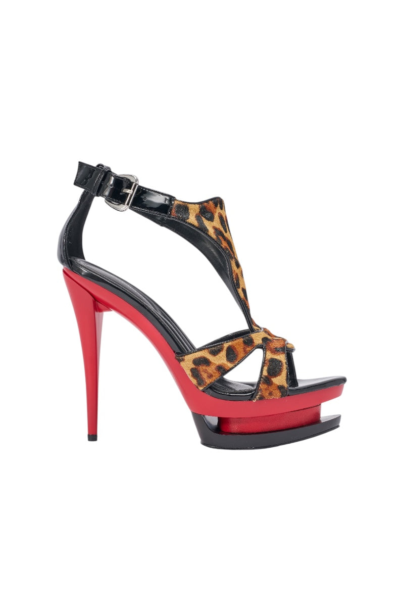 AZALEA WANG ZENITH LEOPARD MULTI CONTRAST PLATFORM SANDAL