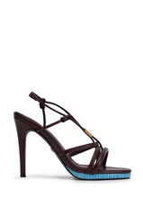 AZALEA WANG ZIVI BURGUNDY MULTI CONTRAST PLATFORM SANDAL