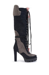 AZALEA WANG ZURI BLACK PINK BLOCK KNEE HIGH BOOT