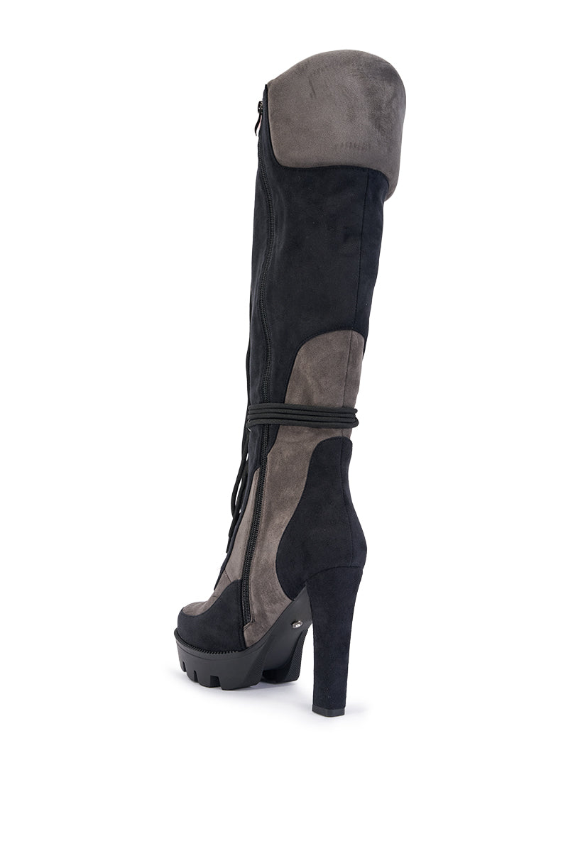 AZALEA WANG ZURI BLACK PINK BLOCK KNEE HIGH BOOT