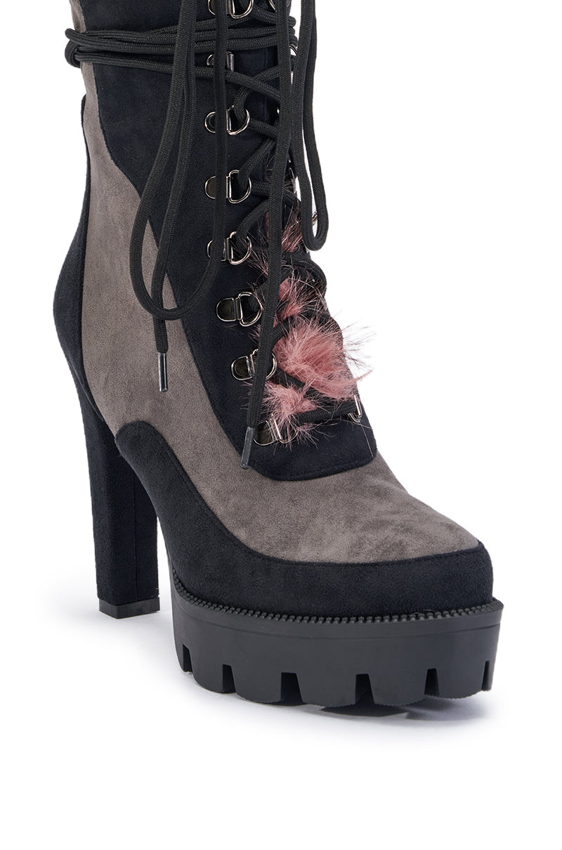 AZALEA WANG ZURI BLACK PINK BLOCK KNEE HIGH BOOT