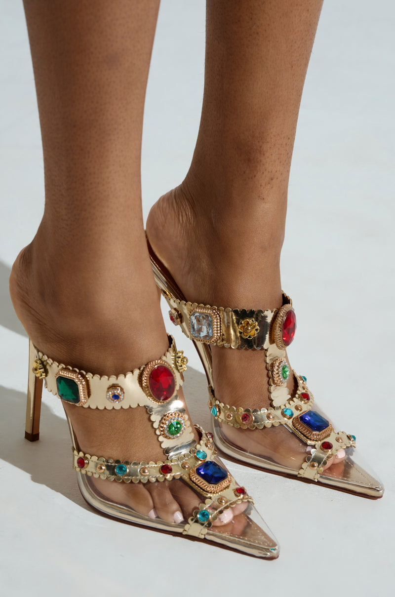 AZALEA WANG ZYA MULTI GOLD EMBELLISHED PVC PUMP