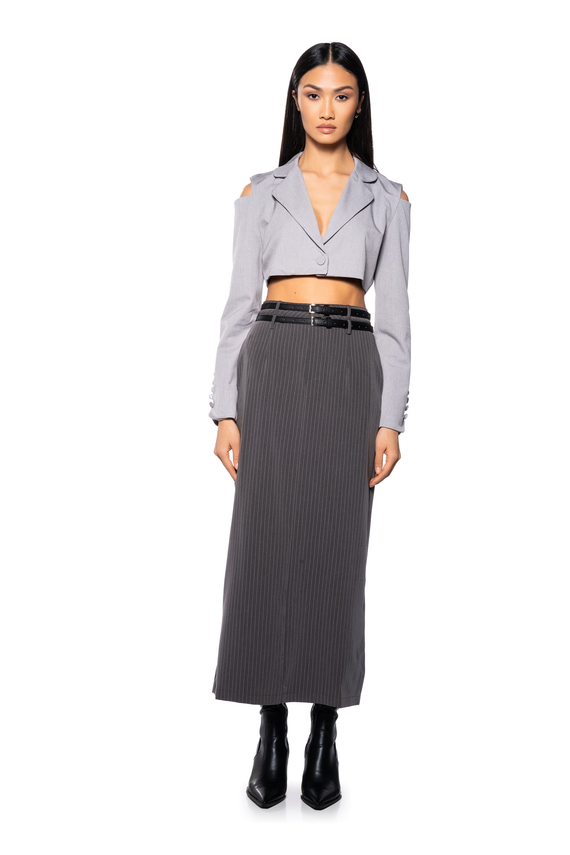 ALINA PINSTRIPE MAXI SKIRT