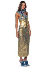 ALIYAH METALLIC DENIM TUBE TOP