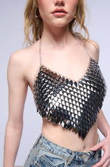 ALL THE GLAMOUR SLEEVELESS CHAIN BRA TOP