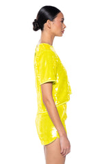 ALL UP IN MY MIND SEQUIN SHORT SLEEVE SHIRT