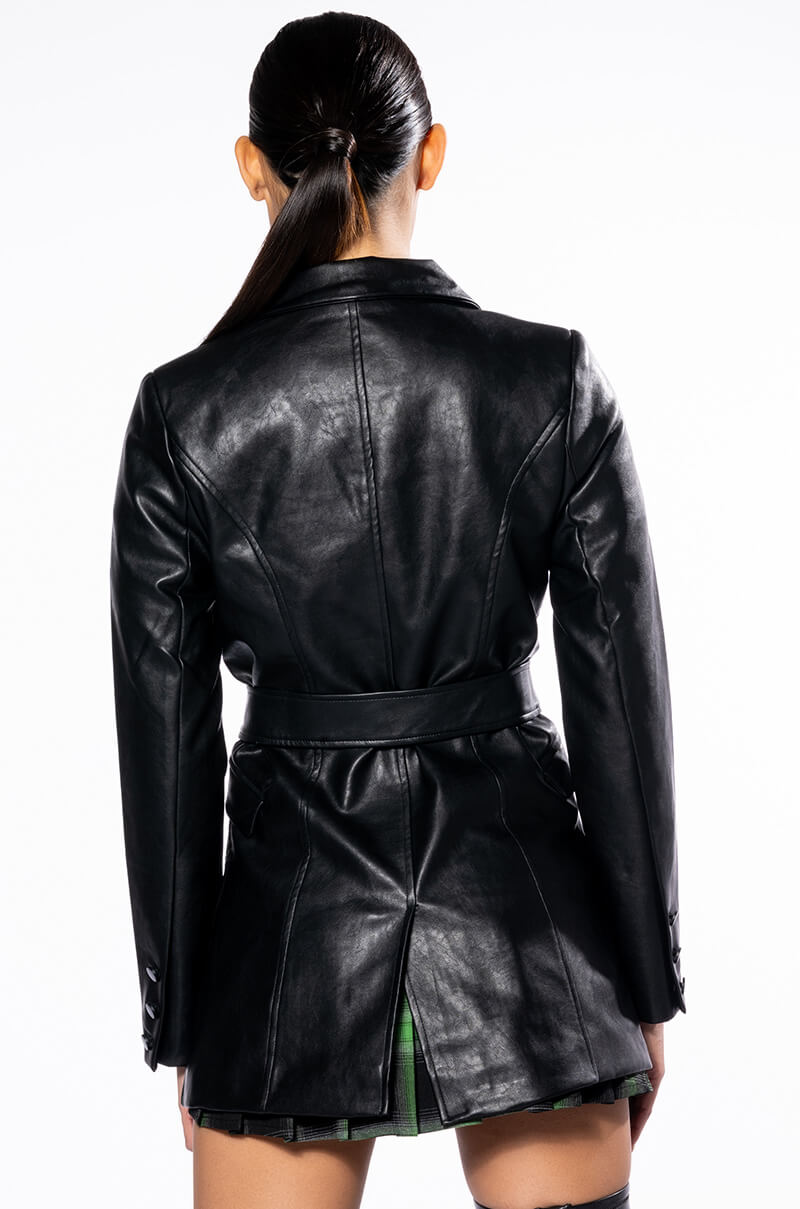 ALL YOU NEED PU BLAZER WITH BELT