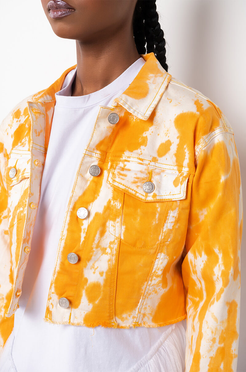 AS IF ORANGE TIE DYE DENIM JACKET