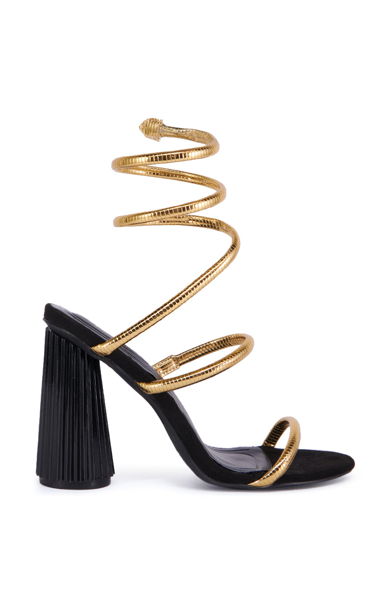 AZALEA WANF INDERPAL BLACK SANDAL WITH GOLD COIL