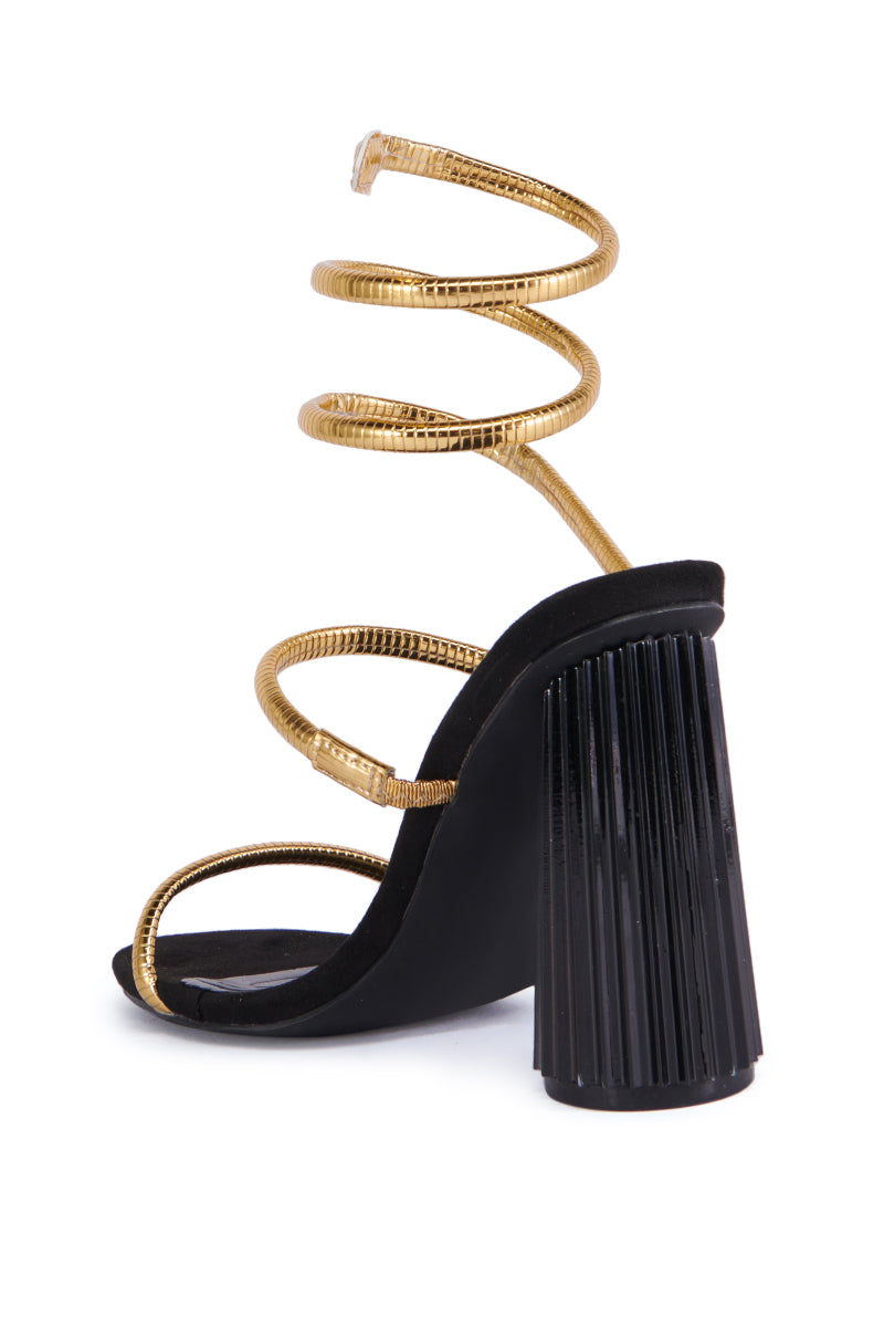 AZALEA WANF INDERPAL BLACK SANDAL WITH GOLD COIL