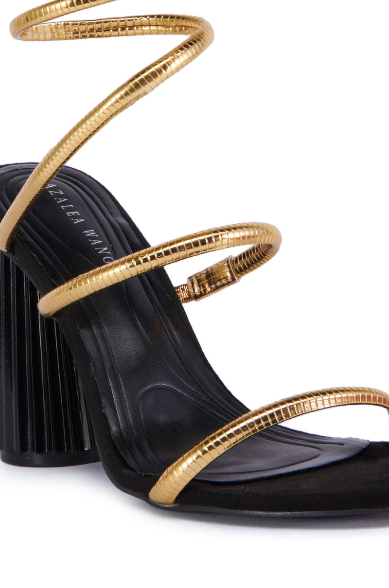 AZALEA WANF INDERPAL BLACK SANDAL WITH GOLD COIL