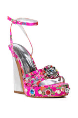 AZALEA WANG ADEN EMBELLISHED CHUNKY SANDAL IN FUCHSIA
